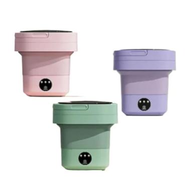 Imagem de Mini Máquina de Lavar Portátil Dobrável - Tanquinho Compacto com Centrífuga para Viagens e Ambientes Pequenos(6.5L aleatório com cesto)