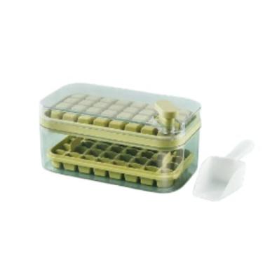 Imagem de Forma de Gelo Dupla com Tampa, 64 Cubos, 22 cm x 11,5 cm, Verde e Transparente