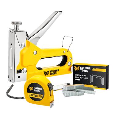 Imagem de Grampeador Tapeceiro Manual Ajuste de Pressão 8MM + 500 Grampos e Trena -  FST081