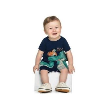 Imagem de Macacão Bebê Menino Verão Estampa Interativa Jacaré- Rei Rex-Masculino