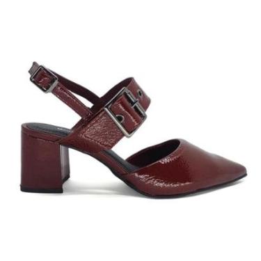 Imagem de Sapato Bottero Couro Bico Fino Salto Grosso Médio Verniz Cor:;Tamanho:38;Gênero:Mulher-Feminino