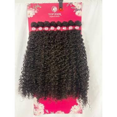 Imagem de Cabelo Cacheado Fibra Bio Humano 70cm 300g 8Telas Top Hair (4# castanhol)