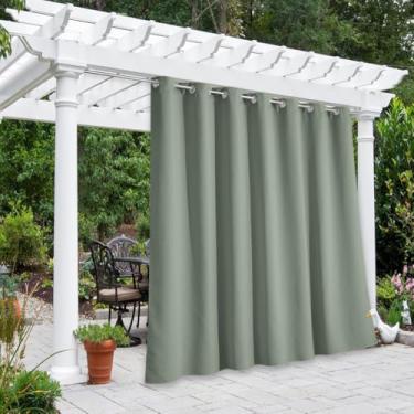 Imagem de NICETOWN Cortinas externas para pátio L 250 x C 239 cm 2 peças, persianas de tela com bloqueio solar 100% privacidade para varanda, pérgola, lanai, deck externo, persianas à prova de intempéries para