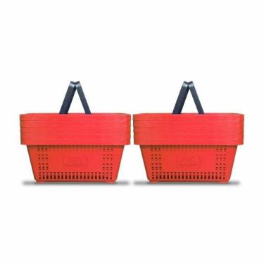 Imagem de Kit - 10 Cestos Compras Plástica D100 Cód. 3000 Vermelho - Della Plast