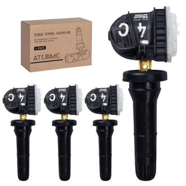 Imagem de ATURMC Pacote com 4 sensores TPMS 433 MHz para monitor de pressão de pneu compatíveis com Chevy Cadillac Buick GMC Substituir OEM # 13598773,13516165