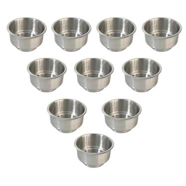Imagem de SEETOOOGAMES Suporte de copo embutido – Pacote com 10 suportes duplos de mesa de pôquer de aço inoxidável para mesa de jogos de cassino, sofá, carro, barco, sofá, caminhão