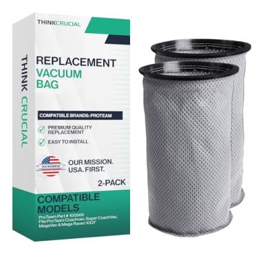 Imagem de Think Crucial Saco de aspirador de pó reutilizável de substituição 10QT – Compatível com ProTeam nº de peça 100565 – Serve em ProTeam Coachvac, Super CoachVac, MegaVac e Mega Raven 10QT – (pacote com 2)