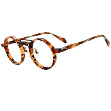 Imagem de Armação de óculos redonda de acetato leopardo, moda masculina e feminina (5)