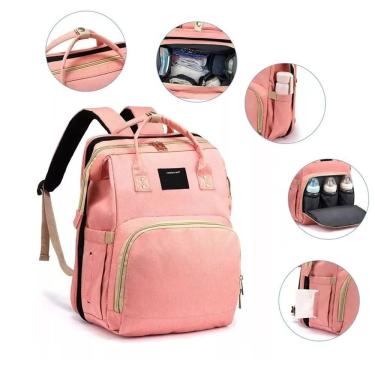Imagem de Mochila Berço Dobravel Maternidade Unissex Rosa