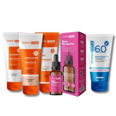 Imagem de Kit Skincare Vitamina C Anti Idade Clareador, Sérum Rosa Mosqueta Ultr