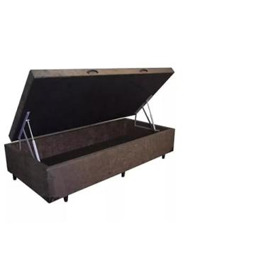 Imagem de Cama Box baú solteiro corino marrom com pistao a gás (Marrom)