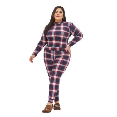 Imagem de Pijama Feminino Plus Size Inverno Flanelado Comfortável Quentinho Quen