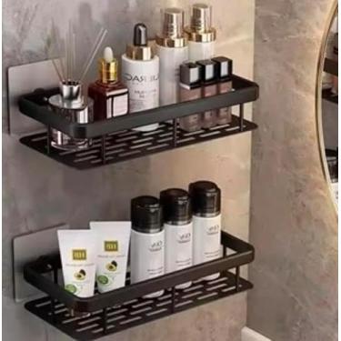 Imagem de Kit 2 Prateleira Suporte Porta Shampoo Sabonete Box Banheiro Organizador Sem Furar Parede Nicho Organizador