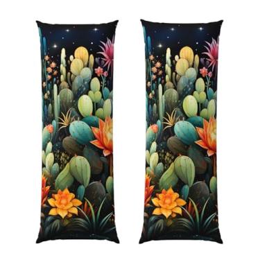Imagem de Capa de travesseiro corporal com zíper oculto, fronha longa de microfibra macia e respirável para travesseiro corporal, capas de travesseiro coloridas com estampa de cacto para dormir, presente de