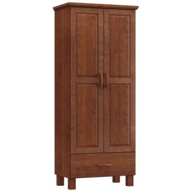Imagem de Guarda Roupa Solteiro 2 Portas 1 Gaveta Madeira Maciça Selena F06 Imbu