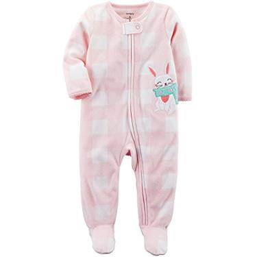 Imagem de Macacão Carter's Fleece Quadriculado Coelha Rosa