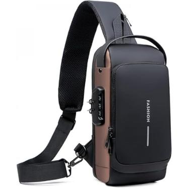 Imagem de Mochila Pochete Transversal Com Cadeado Anti-Roubo E Entrada USB e Fone De Ouvido Trabalho Viagem Unissex necessário power bank – não incluso