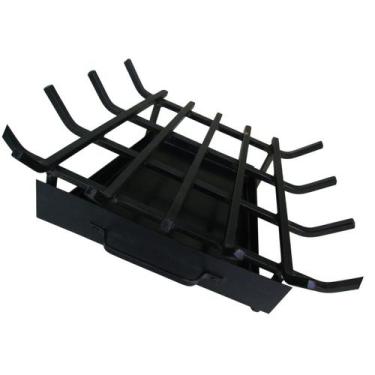 Imagem de Grelha C/ Gaveta De Canto P/ Lareira Ferro Preto Media 58,5x40x28 CM -