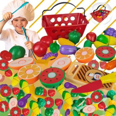 Imagem de Kit Brinquedo Cozinha Infantil 24Pçs Frutinhas Crec com tiras autocola