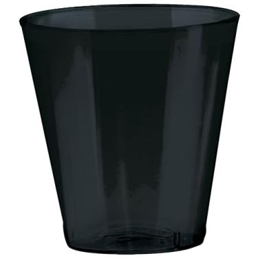 Imagem de Copos de shot de plástico Jet Black - 59 ml (pacote com 6) - Perfeito para festas de Halloween, acessórios assustadores de utensílios de bar e bebidas