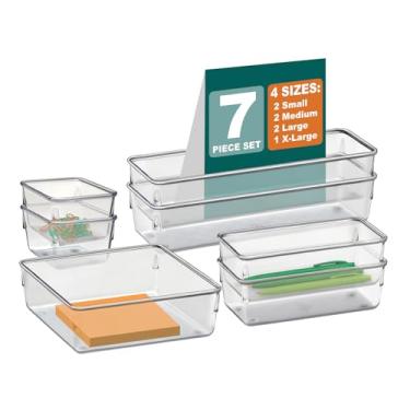 Imagem de Acrimet Organizador Modular para Gavetas, Bancadas e Armários, Plástico Transparente, Kit com 7 Potes Sortidos, 975.0