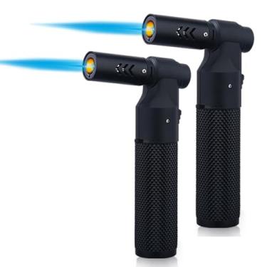 Imagem de HONEST Maçarico elegante ajustável de butano, lanterna de cozinha, acampamento, uso doméstico, soldagem, chef culinário, carvão, coquetel, etc. (preto e preto)