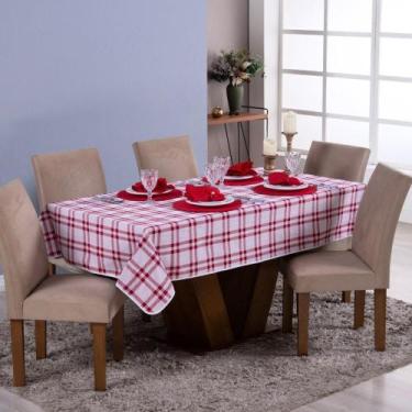 Imagem de Toalha de Mesa Natal Premium Dupla Face 4 Lugares Xadrez - Vermelho - 