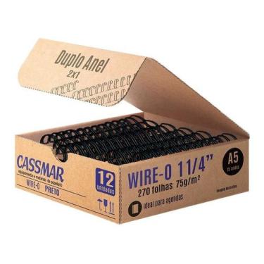 Imagem de Wire-o para encadernação A5 1 1/4 2x1 para 270fls preto 12un - Cassmar