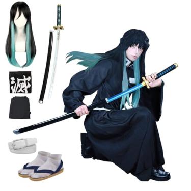 Imagem de Nhorrobat Full Set Halloween Costume For Men Toki Touichirou Party Role Cosplay Costume Kimono Outfit W/Sword Shoes Wig