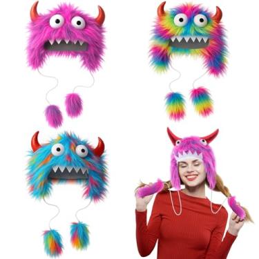 Imagem de Soulchen 3 Pcs Halloween Hat, Funny Furry Hats, Colorful Silly Costume Accessories Headwear for Monsters Halloween Party Supplies, One Size Fits All