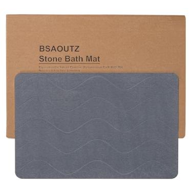 Imagem de BSAOUTZ Tapete de banho de pedra, tapete de banheiro de terra diatomácea natural, super absorvente, secagem rápida, tapetes de pedra antiderrapantes para banheiro, cozinha, entrada, fácil de limpar