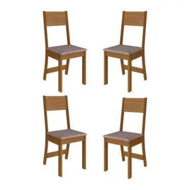 Imagem de Conjunto 4 Cadeiras Alice Freijo com Tecido Cinza Indekes, Freijo/Cinz