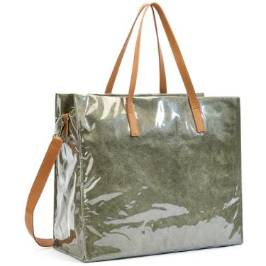 Imagem de Azooken Sacola feminina, TPU à prova d'água e material de papel Tyvek bolsa transversal casual para trabalho, viagem, academia, Verde