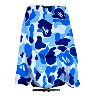 Imagem de Xianjing Capa de barbeiro adulto, camuflagem camuflada, capas de corte de cabelo, kit de corte de cabelo, avental de cabeleireiro, Camuflagem azul, Tamanho Único