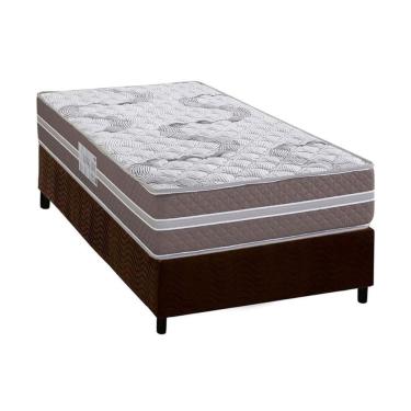 Imagem de Cama Box Solteiro: Colchão Espuma D33 Herval Long Live + Base CRC Suede Brown (88x188)