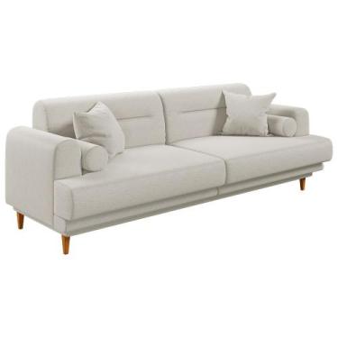 Imagem de Sofá Living Coimbra 2,20M em Linho Pés em Madeira - Blossom Casa, Bege