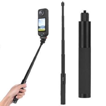Imagem de HUAYUWA Bastão de selfie ajustável de 16,5 a 73,4 cm para Insta360 GO Ultra/GO 3S/Ace Pro2/X5, haste de extensão compatível com DJI Osmo 360/Action 5Pro/Pocket3 Suporte de suporte de ação