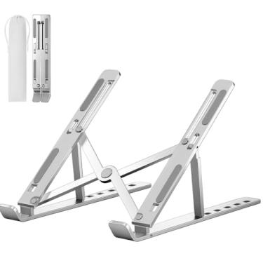 Imagem de Suporte Dobrável para Notebook Alumínio Ajustável 7 Níveis Portátil Ergonômico Ventilado Antiderrapante
