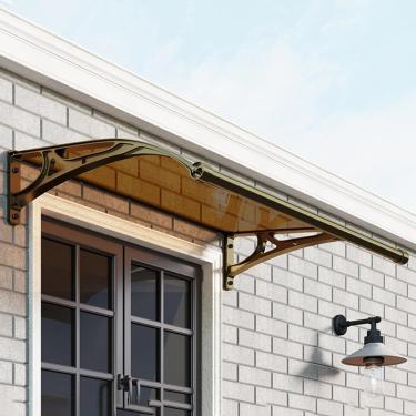 Imagem de Toldo De Pátio Frontal Ao Ar Livre, Toldo Para Entrada De Porta, Toldo De Janela Dossel De Porta Da Frente, Toldo De Janela Curvo, Adequado Para Jardins, Varandas E Port, Brown, 80 * 180cm