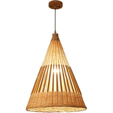 Imagem de Luminária Pendente De Vime Fazenda Vintage Boho Tecida à Mão Bambu Pendente Luzes Moderna Retro Vime Rattan Iluminação Pendente Para Ilha De Cozinha Quarto Sala De Jantar, 18.9in