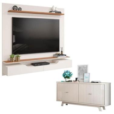 Imagem de Painel para Tv Levi Off White Freijó e Aparador Buffet Salle Off White