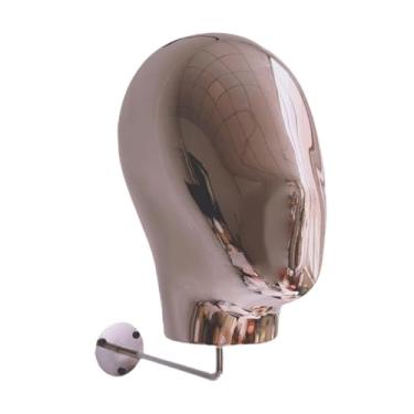 Imagem de Kokiya Cabeça de peruca, modelo de manequim, suporte de parede, fácil montagem, suporte resistente para perucas, chapéu, expositor para bonés, cachecóis e, Ouro Rosa Prata