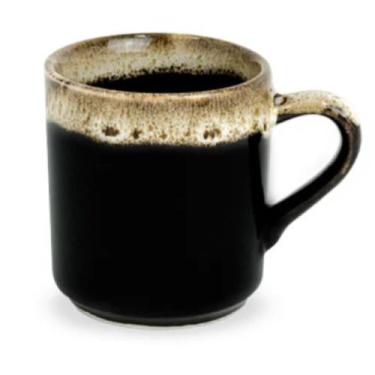 Imagem de Xícara Canequinha de Café Porcelana Preta Borda 60ML 1 Unid - HR Porce