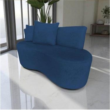 Imagem de Namoradeira Sofá 2 Lugares Yara Orgânica Couro Azul Marinho - Mazzero 