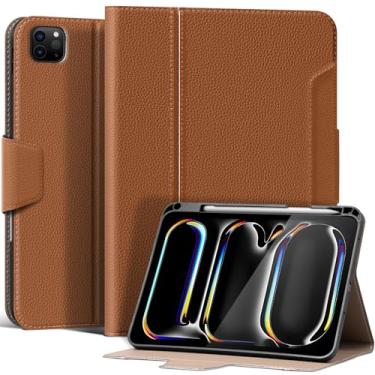 Imagem de XFYKJIN Capa para iPad Pro 11 polegadas 4ª/3ª/2ª/1ª geração (2022-2018), capa fólio de couro de microfibra com hibernar/despertar automático, suporte para Apple Pencil, vários ângulos de visualização