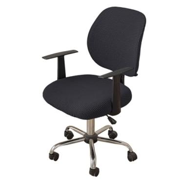 Imagem de Lzyjckh Capa para cadeira de escritório e computador Capa elástica elástica 2 peças Protetor de móveis moderno e minimalista para escritório e casa,Black