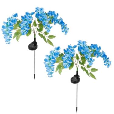 Imagem de 2 peças de lâmpada solar, 2 modos de iluminação, lâmpada de glicínia à prova d'água, decoração externa para paisagens de caminhos de quintal