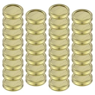 Imagem de 30 tampas de potes de conserva com anéis, tampas de pote de metal com linha de data, selos herméticos em frascos de conserva para conservar alimentos para preparação de refeições, tampas de conserva