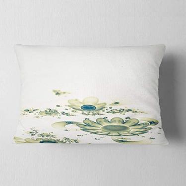 Imagem de Designart Ideal Abstrato Azul Fractal Flores Lombar Sala de Estar, Sofá, Almofada de Alta Qualidade + Capa de Almofada Estampada em ambos os lados 30,5 x 50,8 cm