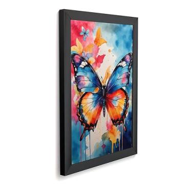 Imagem de Quadro Decorativo Sala Quarto Borboleta Flores Colorido Moderno Abstrato (Imagem 3)